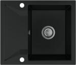 SINK Quality Mosogató Minőségi Obszidián, konyhai gránit mosogató 590x500x210 mm + króm szifon, fekete, SKQ-OBS. C. 1KKO. X (SKQ-OBS.C.1KKO.X)