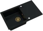 SINK Quality Mosogató Quality Ferrum, konyhai gránit mosogató 770x450x190 mm + arany szifon, fekete, SKQ-FER. C. 1KDO. XG (SKQ-FER.C.1KDO.XG)
