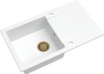 SINK Quality Mosogató Quality Ferrum, konyhai gránit mosogató 770x450x190 mm + arany szifon, fehér, SKQ-FER. W. 1KDO. XG (SKQ-FER.W.1KDO.XG)