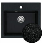 SINK Quality Mosogató Quality Ferrum, konyhai gránit mosogató 565x510x205 mm + szifon, fekete foltos-Brocade, SKQ-FER. B. 1K60. X (SKQ-FER.B.1K60.X)