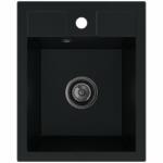 SINK Quality Mosogató Quality Ferrum 40, konyhai gránit mosogató 400x500x195 mm + fekete szifon, fekete, SKQ-FER. C. 1K40. XB (SKQ-FER.C.1K40.XB)