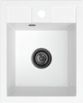 SINK Quality Mosogató Quality Ferrum 40, konyhai gránit mosogató 400x500x195 mm + fekete szifon, fehér, SKQ-FER. W. 1K40. XB (SKQ-FER.W.1K40.XB)