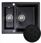 SINK Quality Mosogató Quality Ferrum, konyhai gránit mosogató 605x495x210 mm + szifon, fekete foltos-BROCADE, SKQ-FER. B. 5KBO. X (SKQ-FER.B.5KBO.X)