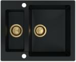 SINK Quality Mosogató Quality Ferrum, konyhai gránit mosogató 605x495x210 mm + arany szifon, fekete, SKQ-FER. C. 5KBO. XG (SKQ-FER.C.5KBO.XG)