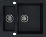 SINK Quality Mosogató Quality Ferrum, konyhai gránit mosogató 605x495x210 mm + fekete szifon, fekete foltos-BROCADE, SKQ-FER. B. 5KBO. XB (SKQ-FER.B.5KBO.XB)