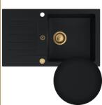 SINK Quality Mosogató Quality Natalie, konyhai gránit mosogató 770x450x170 mm + arany szifon, fekete, SKQ-NAT. C. 1KDO. XG (SKQ-NAT.C.1KDO.XG)
