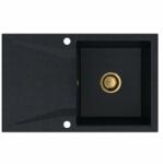 SINK Quality Mosogató Minőségi Obszidián, konyhai gránit mosogató 790x500x210 mm + arany szifon, fekete foltos-Brocade, SKQ-OBS. B. 1KDO. XG (SKQ-OBS.B.1KDO.XG)