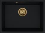 SINK Quality Mosogató Quality Crypton 60, konyhai gránit mosogató 535x400x205 mm + arany szifon, fekete, SKQ-CRY. C. 1KBO. 60. XG (SKQ-CRY.C.1KBO.60.XG)