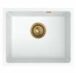 SINK Quality Mosogató minőségi Crypton 55, konyhai gránit mosogató 460x375x205 mm + arany szifon, fehér, SKQ-CRY. W. 1KBO. 55. XG (SKQ-CRY.W.1KBO.55.XG)