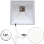 SINK Quality Mosogató Minőségi Argon 50, konyhai gránit mosogató 420x420x225 mm + króm szifon, fehér, SKQ-ARG. W. 1KBO. 50. X (SKQ-ARG.W.1KBO.50.X)