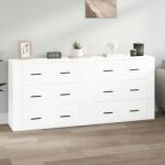 vidaXL Servante, 2 piese, alb extralucios, lemn prelucrat (3185409) Comoda