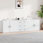 vidaXL Servante, 3 piese, alb, lemn prelucrat (3185399) Comoda