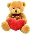 Bear Toys Sötétbarna Peti maci plüss figura szívvel (14 cm) (BI671319_S)