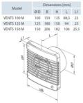 Vents Ventilator diam 125mm intrerupator fir, timer si senzor umiditate MVTH turbo (125MVTH turbo)