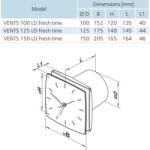 Vents Ventilator diam 100mm intrerupator fir, timer, ceas LDVT (100LDVT Fresh Time)