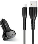 USAMS Nt King Tu Szivargyújtós Tö Ltővég 2.1a + 1m Usb Type-c Kábel Fekete