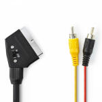 Nedis SCART kábel | SCART Dugasz | 2x RCA Dugasz | Nikkelezett | Kapcsolható | 480p | 2.00 m | Kerek | PVC | Fekete | Műanyag Zacskó (CVGP31120BK20)
