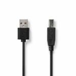Nedis USB kábel | USB 2.0 | USB-A Dugasz | USB-B Dugasz | 4.5 W | 480 Mbps | Nikkelezett | 3.00 m | Kerek | PVC | Fekete | Papírfüles (CCGT60100BK30)