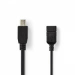 Nedis USB Mikro-B Adapter | USB 2.0 | Mini 5-Pin Dugasz | USB-A Aljzat | 480 Mbps | OTG | 0.20 m | Lapos | Nikkelezett | PVC | Fekete | Műanyag Zacskó (CCGP60315BK02)