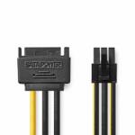 Nedis Belső hálózati kábel | SATA 15-Tűs Dugasz | PCI Express Aljzat | Aranyozott | 0.20 m | Kerek | PVC | Fekete / Sárga | Műanyag Zacskó (CCGP74200VA015)