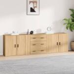 vidaXL Servante, 3 piese, stejar sonoma, lemn prelucrat (3185402) Comoda