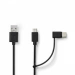 Nedis 2 az 1-ben kábel | USB 2.0 | USB-A Dugasz | USB Micro-B Dugasz / USB-C Dugasz | 480 Mbps | 1.00 m | Nikkelezett | Kerek | PVC | Fekete | Buborékfólia (CCGB60610BK10)