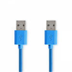 Nedis USB kábel | USB 3.2 Gen 1 | USB-A Dugasz | USB-A Dugasz | 5 Gbps | Nikkelezett | 2.00 m | Kerek | PVC | Kék | Boríték (CCGP61000BU20)