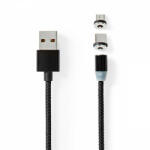 Nedis USB kábel | USB 2.0 | USB-A Dugasz | USB Micro-B Dugasz / USB-C Dugasz | No Data Transfer | Nikkelezett | 2.00 m | Kerek | Nejlon Tok | Fekete | Doboz (CCGB60630BK20)