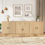 vidaXL Servante, 3 piese, stejar sonoma, lemn prelucrat (3185418) Comoda
