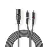 Nedis Cablu audio balansat XLR 3 pini la 2 x RCA T-T 3m Gri, Nedis COTH15200GY30 (COTH15200GY30)