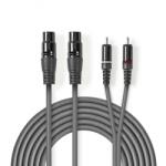 Nedis Cablu audio balansat 2 x XLR 3 pini la 2 x RCA M-T 3m, Nedis COTH15230GY30 (COTH15230GY30)