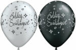  11 inch-es Boldog Szülinapot Silver és Black Lufi (6db/csomag)