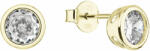  Cercei stud placați cu aur cu zircon alb, rotund 11407.1 placare Au