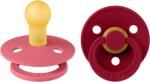 BIBS - Set 2 suzete Colour Latex, tetina rotunda, 0 luni +-Coral/Ruby