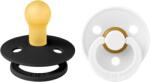 BIBS - Set 2 suzete Colour Latex, tetina rotunda, 0 luni +-Black/White