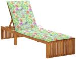 vidaXL Șezlong cu pernă, lemn masiv de acacia (3064161)