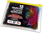 M&G Marker cu vopsea acrilica, varf rotund de 2 mm, 12 culori/set, M&G APL976G1