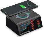  X9 9in1 QC 3.0 Quick charger USB 3.0 töltőállomás LED kijelzővel (6db USB-port + PD 65 W-os portok + QI wireless fast charger vezeték nélküli gyorstöltés) többfunkciós töltő (X9 9in1 QC 3.0)
