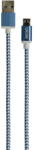 Grixx Cablu date GRIXX - Micro USB to USB, impletit, lungime 1m - albastru/alb (GRCAMUSBFMC101) - vexio