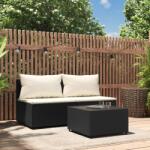 vidaXL Set mobilier de grădină cu perne, 3 piese, negru, poliratan (319739)