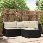 vidaXL Set mobilier de grădină cu perne, 3 piese, negru, poliratan (319732)