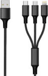2GO Ladekabel Micro-USB, Apple, TypeC Nylon 1, 5 m, Negru (797153) - vexio