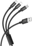hoco. Cablu Incarcare USB - Lightning / USB Type-C / MicroUSB HOCO X14 Times, 1 m, Negru (cb/3in1/Hoc/X14/1m/n/bl) - vexio
