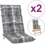vidaXL Perne scaun spătar înalt, 2 buc. gri carouri 120x50x7 cm textil (314275)