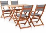 vidaXL Set mobilier de exterior, 5 piese, gri, lemn masiv eucalipt (278907)