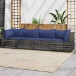 vidaXL Set mobilier de grădină cu perne, 4 piese, gri, poliratan (319848)