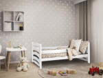 Pat pentru copii MELA 80 x 160 cm, alb Saltele: Saltea COCO 10 cm, Somiera pat: Cu lamele curbate