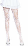 Leg Avenue Seamless Floral Lace Tights White