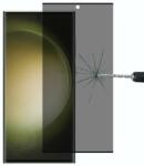  Temp-glass6312737540 Samsung Galaxy S23 Ultra teljes 3D lefedettséget biztosító betekintésvédelemmel ellátott karcálló, ütésálló kijelzővédő üvegfólia, 9H tempered glass, törlőkendővel (Betekintésgátl