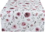 Clayre & Eef Traversa masa bumbac alb roz Roses 50x140 cm (RUR64) Fata de masa